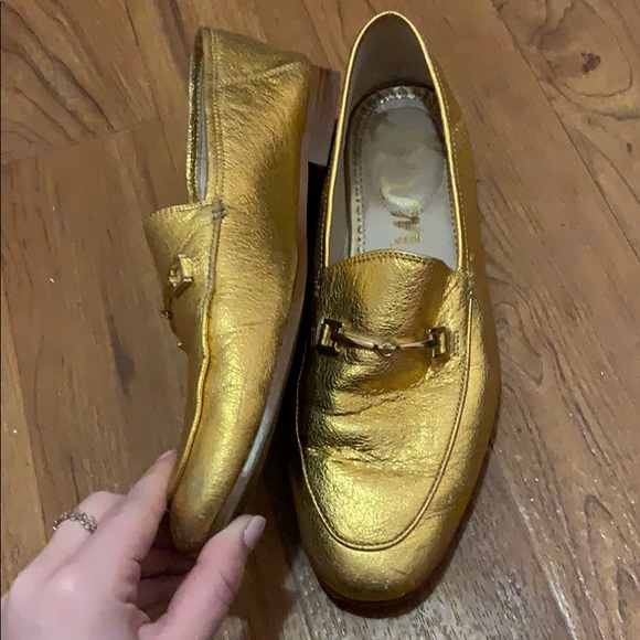 Sam Edelman metallic gold loafer w buckle size 8.5 - Picture 2 of 8